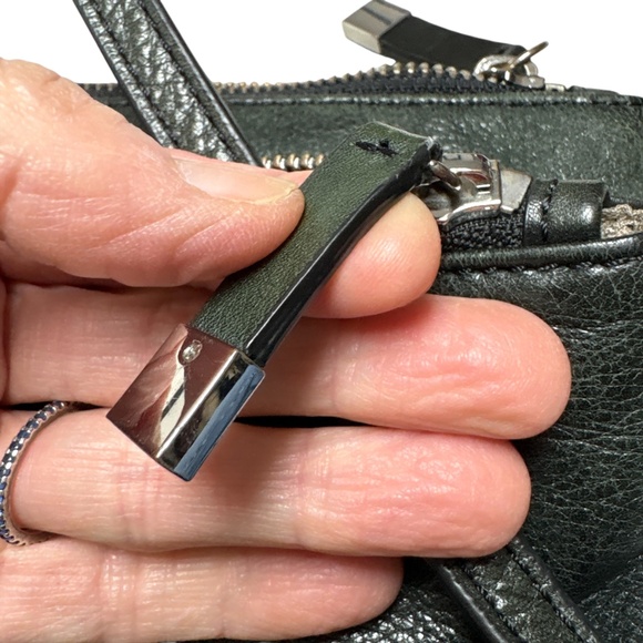 bag MARGOT DARK green soft leather crossbody adjustable strap pockets boho indie - Picture 11 of 12